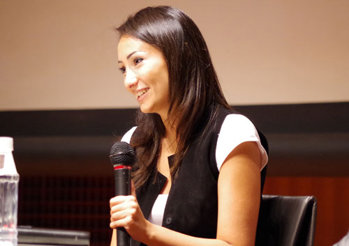 第9回UNHCR難民映画祭(2014年)のオープニングを飾った『ボーダー~戦火のシリアを逃れて~』で主演を務めたシリア人のダナ・ケイラニさん。/ Dana Keilani, starred as the main character in “Border” (9th, 2014)